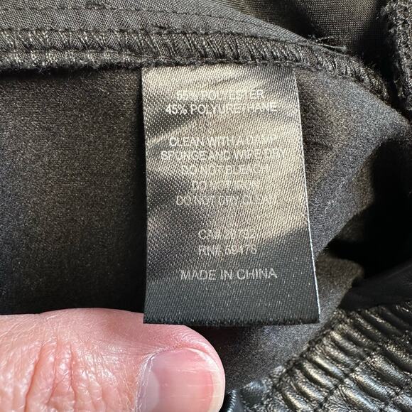 Joie Smocked Waist Faux Leather Pants Pull On Straight Leg MED - Picture 10 of 16